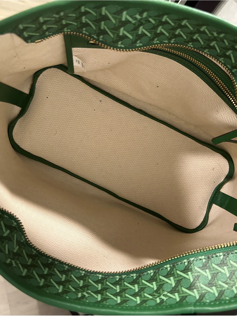 Tory Burch Ever-Ready Green Patterned Tote Bag - Picture 6 of 7